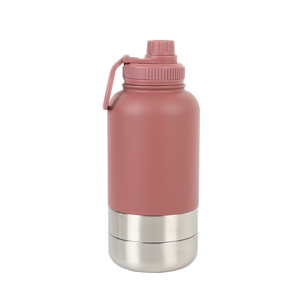 In Stock 3 in 1 Portable 32Oz & 64Oz Stainless Steel Insulated Dog Water Bottle with Bowl for Outdoor Travel Drinking