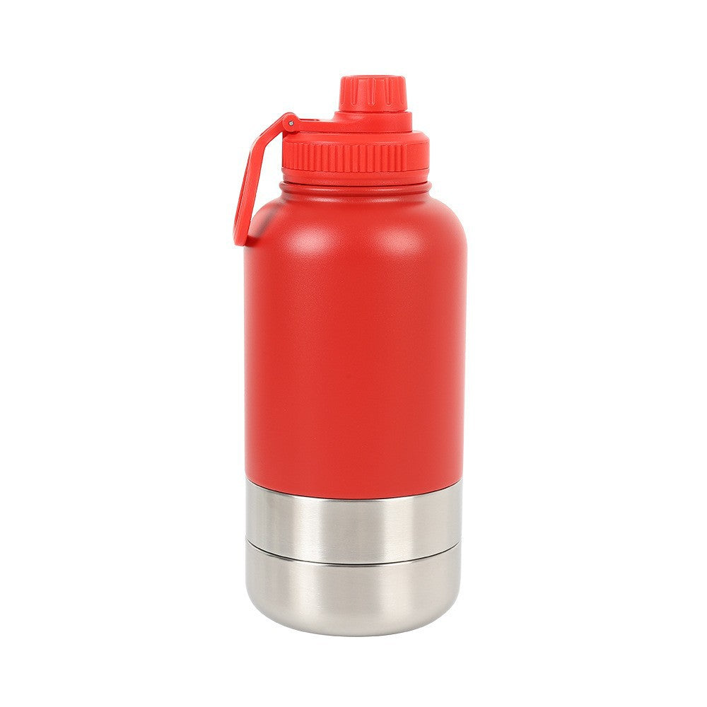 In Stock 3 in 1 Portable 32Oz & 64Oz Stainless Steel Insulated Dog Water Bottle with Bowl for Outdoor Travel Drinking