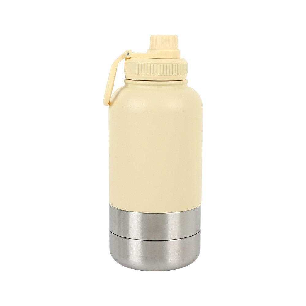 In Stock 3 in 1 Portable 32Oz & 64Oz Stainless Steel Insulated Dog Water Bottle with Bowl for Outdoor Travel Drinking